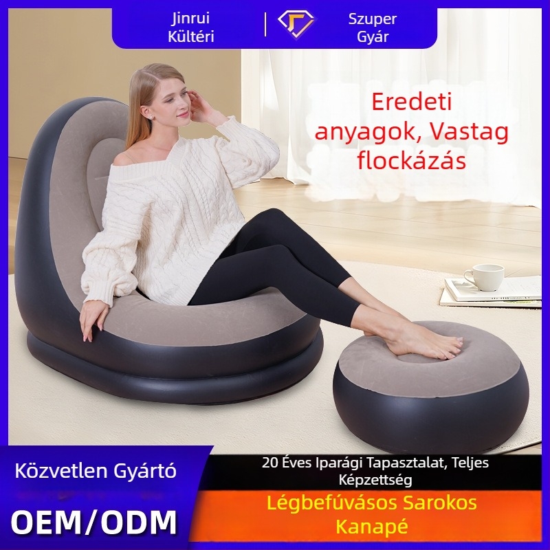 Felfújható fotel flockolt PVC felülettel, modell Y-5056, szekcionált kanapé stílus, tömeg 2,11 kg