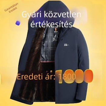 Férfi mink fleece parka kabát kapucnival, téli meleg