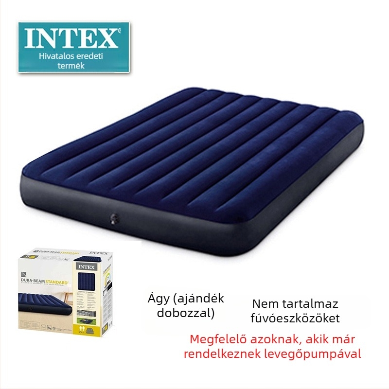 Kempingezhető felfújható ágy egy személyre, vastag kivitel, flokkolt felület, súly 5,2 kg, teherbírás 300 kg