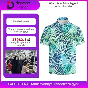Férfi rövid ujjú polo ing, 3D szublimációs mintával és egyedi mintával, európai–amerikai stílus