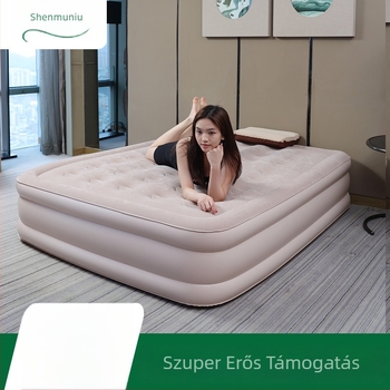 Utazáshoz ideális felfújható ágy – egy gombnyomásos felfújás/defláció, karcolásálló és kopásálló, maximális teherbírás 300 kg, súly 6,7 kg, flokkolt felület