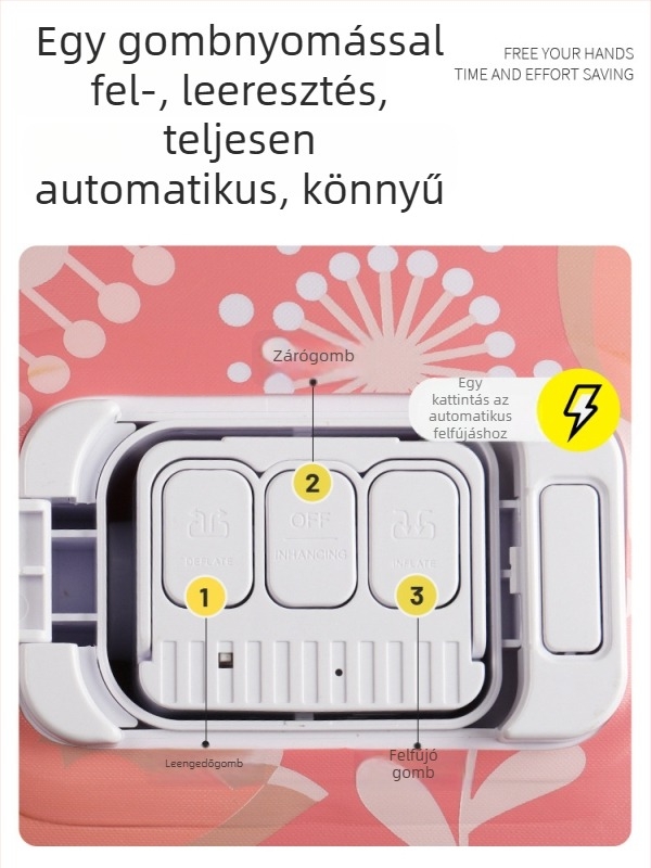 Felfújható ágy kültéri kempingezéshez flocking felülettel, beépített elektromos pumpával, terhelhetőség 300 kg