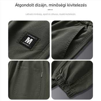 Férfi őszi-téli fleece-belelt casual nadrág, lazán szabott jogger-harem fazon, 2025 új modell