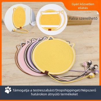 Macska karmolódeszka pamutfonálból készült játékkal és golyóval, kör alakú macska odú és alvó matrac