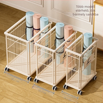 Mingren Storage: Fitnesz eszközök tárolóállvány — szénacél, többfunkciós, forgatható és mozgatható, padlóra szerelhető