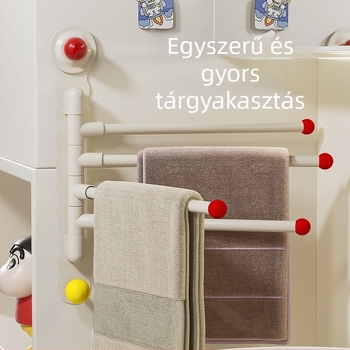 Rozsdamentes acélból készült forgó törölközőtartó, falra szerelhető, fúrás nélküli