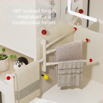 Rozsdamentes acélból készült forgó törölközőtartó, falra szerelhető, fúrás nélküli