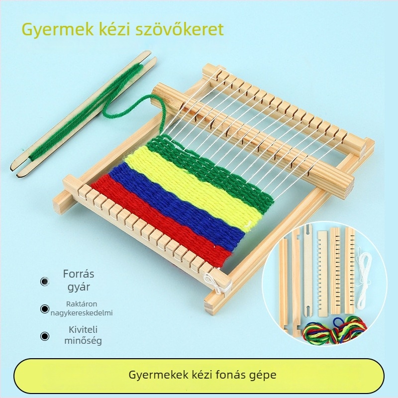 Kézi, fas kötőgép gyerekeknek – oktató játék az intellektuális fejlődésért (nem elektromos, DIY, 7–14 évesek)