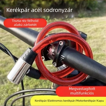 Vágásbiztos acélkábelzár elektromos kerékpárokhoz és ajtókhoz – vastított acéldrót