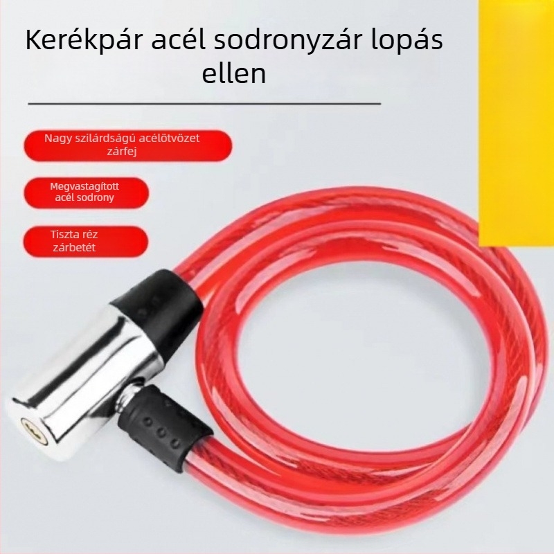 Vágásbiztos acélkábelzár elektromos kerékpárokhoz és ajtókhoz – vastított acéldrót