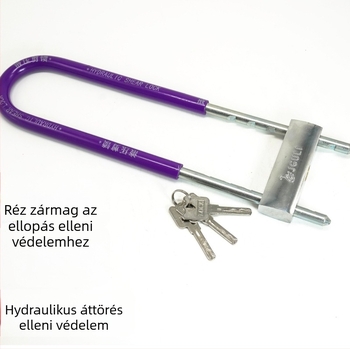 Ü- alakú üveges ajtó zár – lopás elleni védelem; Modellek 501–504; Anyag: vas + galvanizált; Márka: Strong Force; Alkalmazás: motorkerékpár, kerékpár, elektromos autó, otthon, irodai üvegajtó; Tömeg: 818.8–1070.8 g