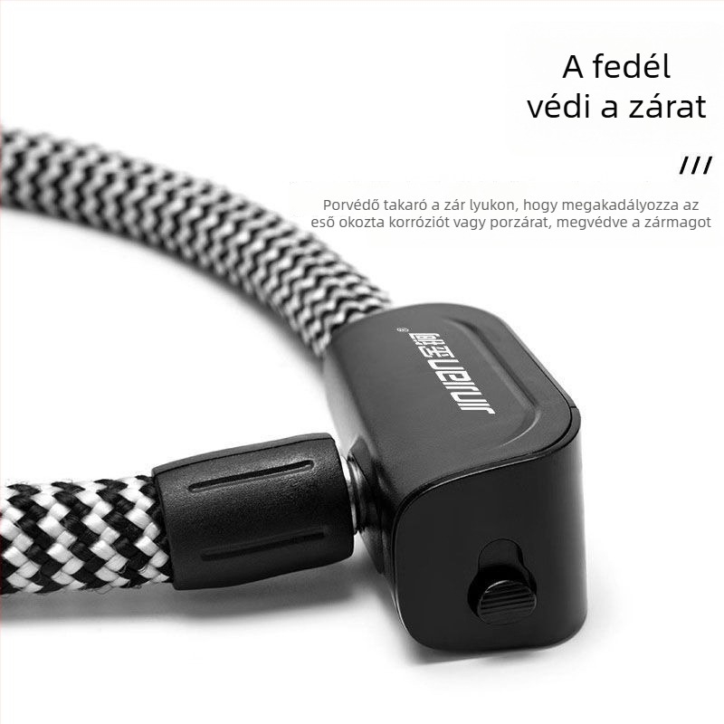 Kerékpárzár acélkábellel, hordozható, lopás elleni, MTB-nek, elektromos és országúti kerékpárokhoz