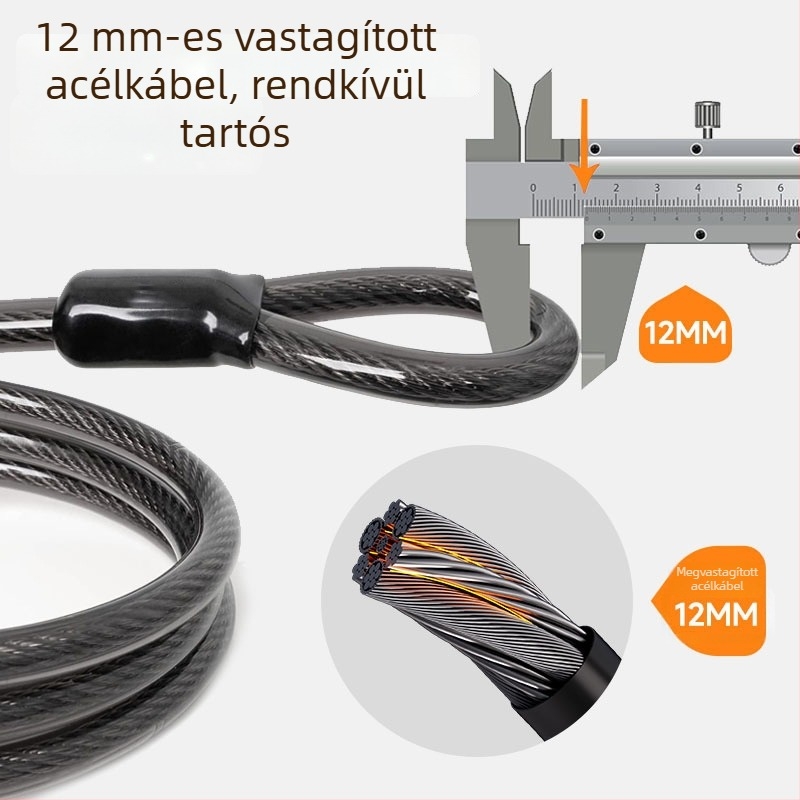 Megerősített acélsodronyos kerékpárzár, vízálló, lopás elleni, hordozható hegyi- és országúti kerékpárokhoz
