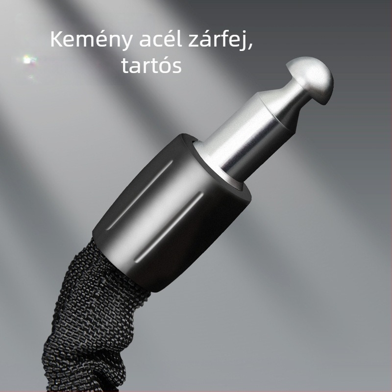 U-alakú kerékpárzár - Deli, modell DL5080213141101102, acél test, hordozható lopás elleni zár, tömeg 0.621 g