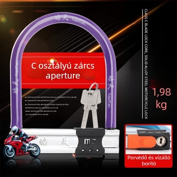 Satellite U-zár – ötvözet acélból készült zár kerékpárokhoz, elektromos autókhoz és motorkerékpárokhoz, 980 g