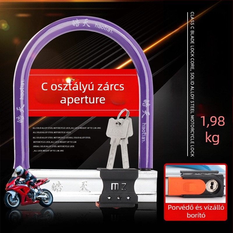 Satellite U-zár – ötvözet acélból készült zár kerékpárokhoz, elektromos autókhoz és motorkerékpárokhoz, 980 g