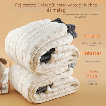 Gyermekek téli polár belsővel ellátott nadrág, pamut–poliszter keverék, uniszex, középmagas derék