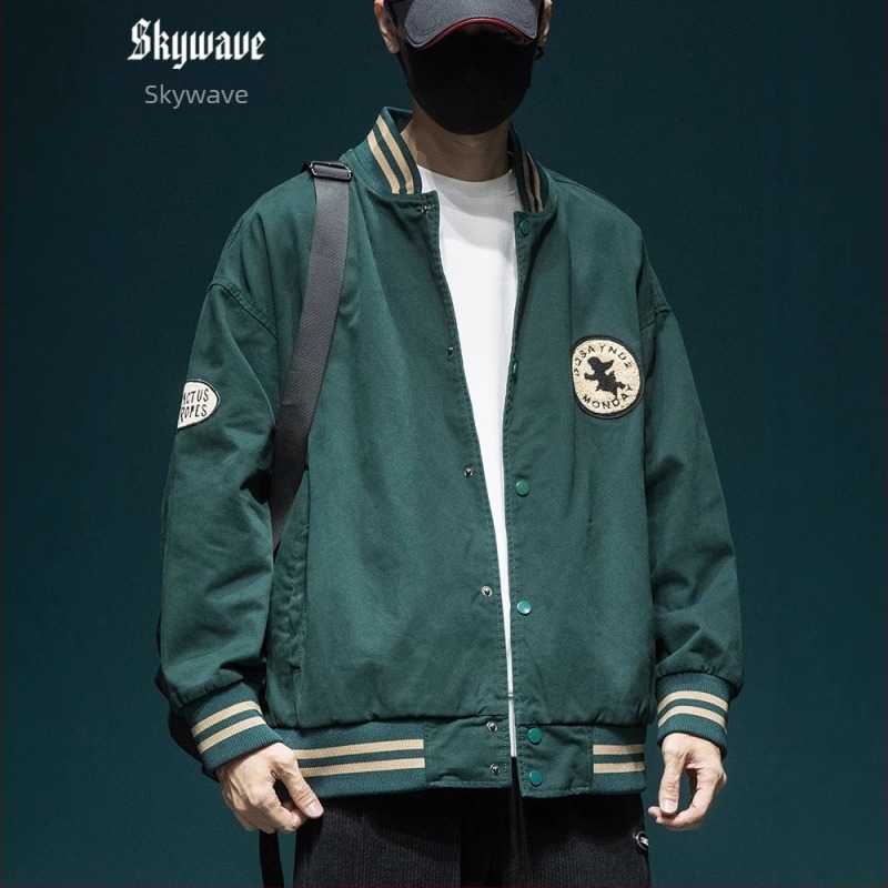 Férfiaknak szóló amerikai vintage baseball kabát, lazán szabott, plusz méret, pilóta stílus, japán cityboy inspiráció