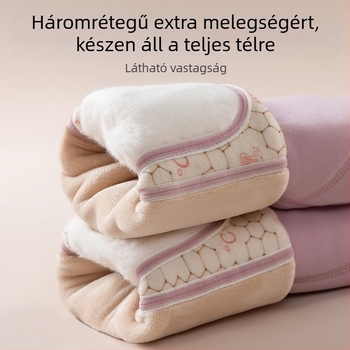 Gyerekeknek szóló fleeces bélésű nadrág, magas derekú, őszi-téli, Derong anyag, poliészter 50–70%