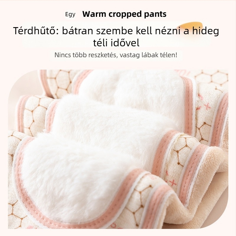Gyerekeknek szóló fleeces bélésű nadrág, magas derekú, őszi-téli, Derong anyag, poliészter 50–70%