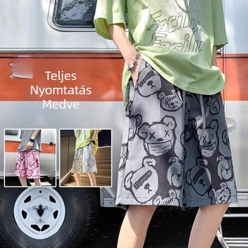Nyári férfi strandnadrág, lazább szabás, mindennapi viselet, sokoldalú, nagy méret