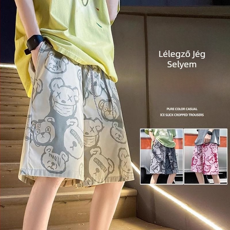 Nyári férfi strandnadrág, lazább szabás, mindennapi viselet, sokoldalú, nagy méret