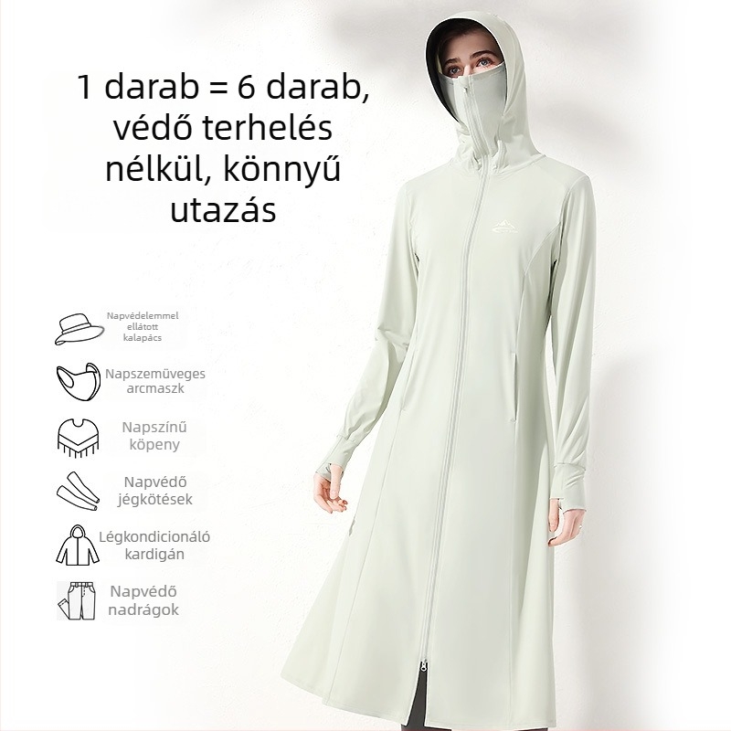 Kültéri széldzseki kapucnival, Ice Silk anyag, UV védelem 99%, lélegző és gyorsan száradó