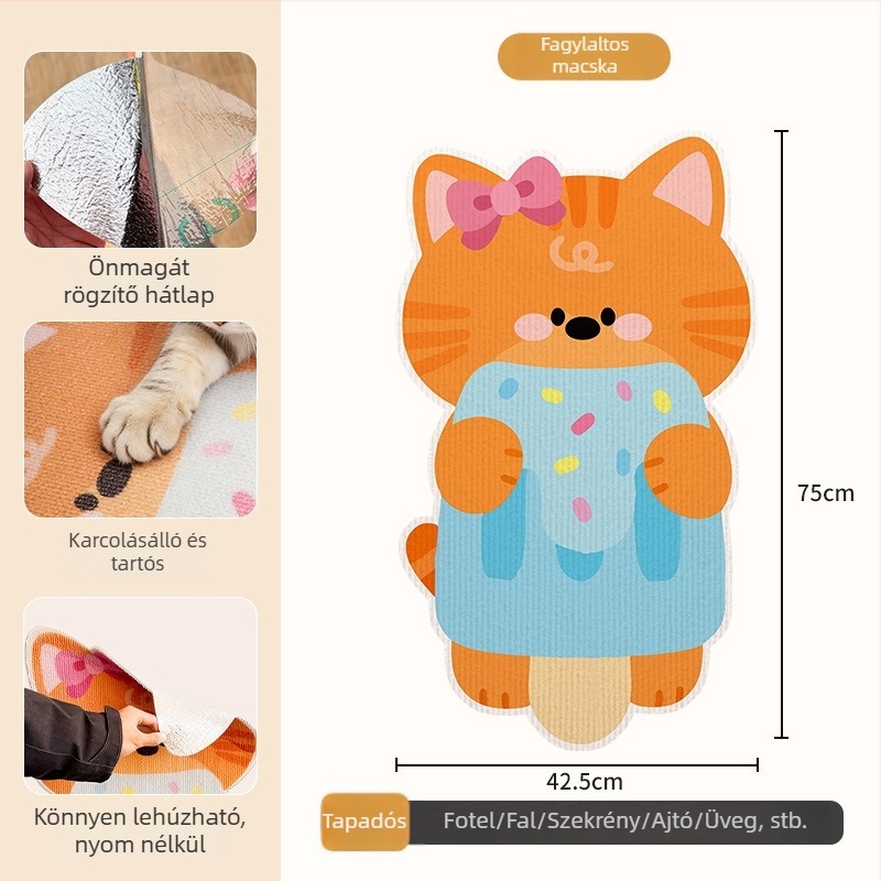 Beifu macska karmoló falmatrica, filc anyagú, rajzfilmszerű stílus, termékkód 2211, dobozban 100 darab