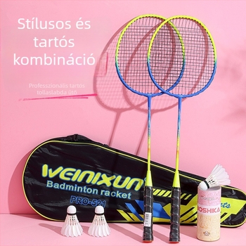 Badminton ütő készlet – 2 darabos táskával, váz vasötvözet, súly 95–100 g, markolat G3, közepes tengelykeménység