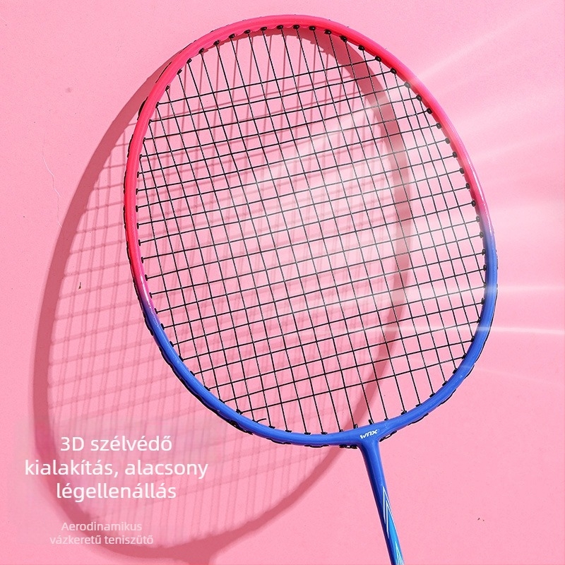 Badminton ütő készlet – 2 darabos táskával, váz vasötvözet, súly 95–100 g, markolat G3, közepes tengelykeménység