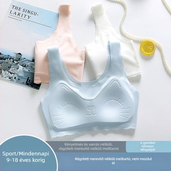 Fiatal lányok számára edzőmelltartó, teljes kosárral, ultra vékony formázott kosarakkal, nylon, belső spandex betéttel, acélgyűrű nélkül, fix vállpántok, lélegző kényelem 12–15 éveseknek
