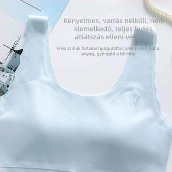 Fiatal lányok számára edzőmelltartó, teljes kosárral, ultra vékony formázott kosarakkal, nylon, belső spandex betéttel, acélgyűrű nélkül, fix vállpántok, lélegző kényelem 12–15 éveseknek