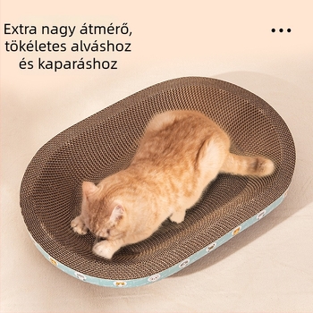 Da da bear Macska kaparódeszka fészekkel, kopás- és karmolásálló, hullámkartonból, egész évben használható