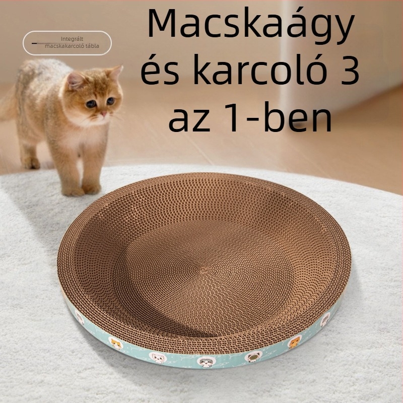 Da da bear Macska kaparódeszka fészekkel, kopás- és karmolásálló, hullámkartonból, egész évben használható