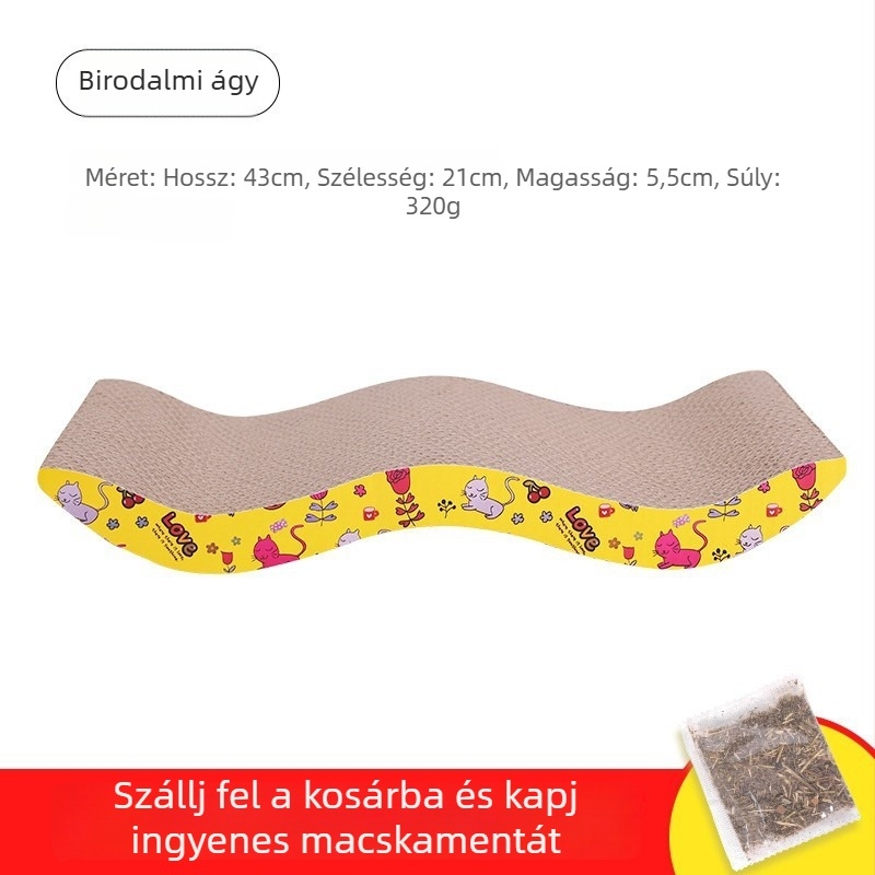 Da da bear Macska kaparódeszka fészekkel, kopás- és karmolásálló, hullámkartonból, egész évben használható