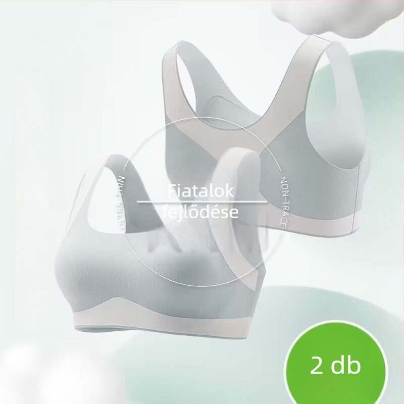 Tinédzser sportmelltartó, mellény-stílus, nylonból, teljes kosár, vékony formázott kosár, bélés nylon 70–80%, légáteresztő, varrás nélküli, rögzített dupla vállpántok