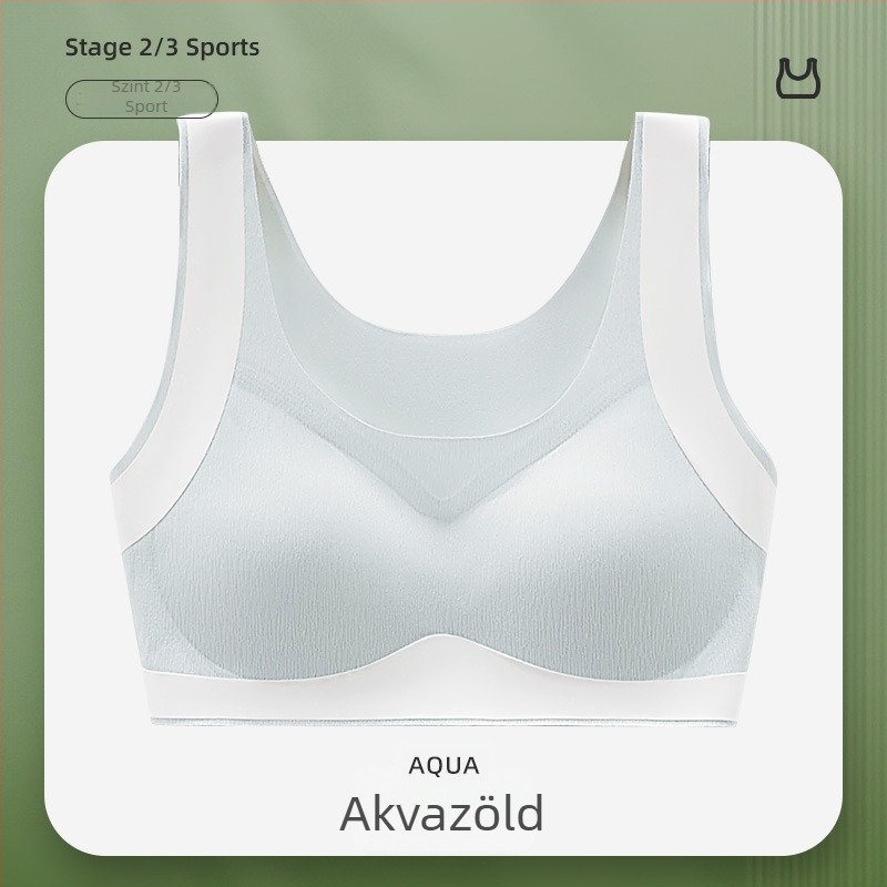 Tinédzser sportmelltartó, mellény-stílus, nylonból, teljes kosár, vékony formázott kosár, bélés nylon 70–80%, légáteresztő, varrás nélküli, rögzített dupla vállpántok