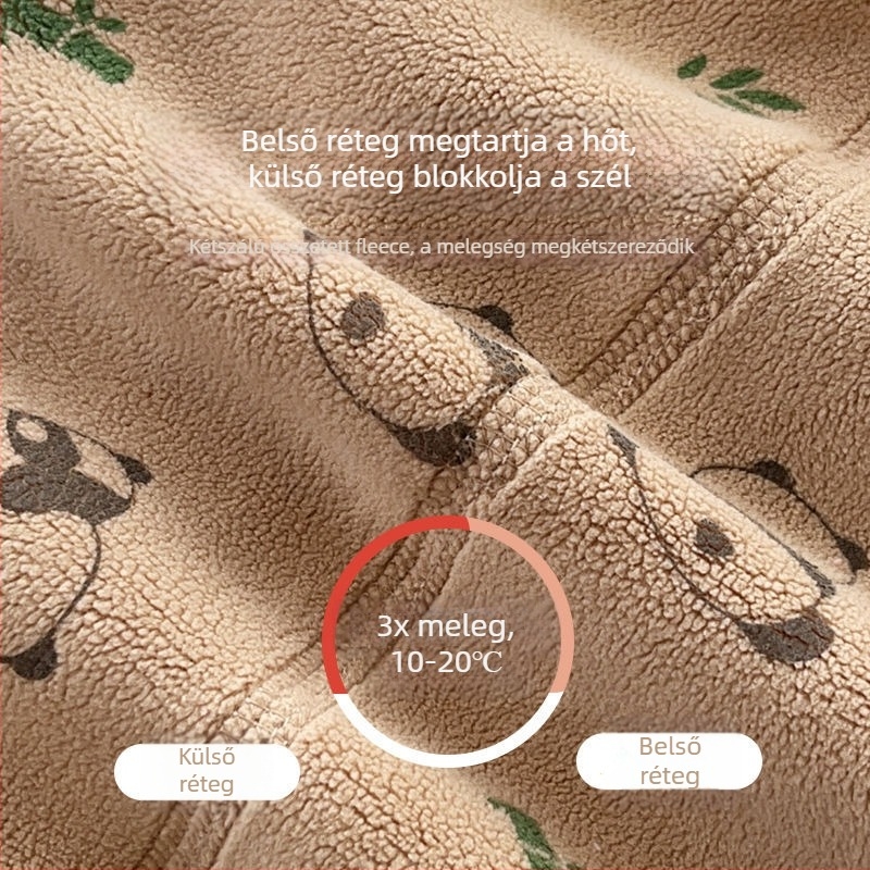 Koreai stílusú téli gyerek nadrág fleece-bevonattal, 85% pamut, 1–3 éveseknek