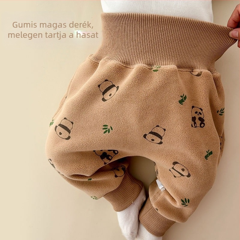 Koreai stílusú téli gyerek nadrág fleece-bevonattal, 85% pamut, 1–3 éveseknek