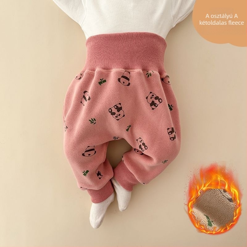 Koreai stílusú téli gyerek nadrág fleece-bevonattal, 85% pamut, 1–3 éveseknek