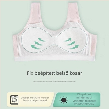Pamut sportos topp lányoknak rögzített kosarakkal, légáteresztő hátsó rész