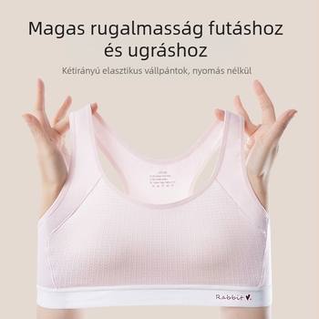12–15 éves lányok számára pamut sportmelltartó, légáteresztő, merevítés nélkül, bélés viszkóz 80–90%, fő anyag 30–50% pamut