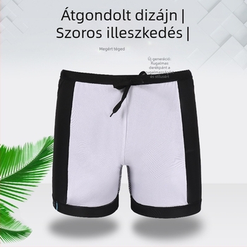Pluszméretű férfi úszónadrág úszósapkával, csíkos, poliészter, tengerparti nyaraláshoz