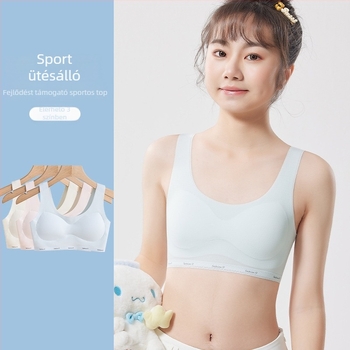 Deluni Lányok fejlesztési 2. szakasz sportmelltartó-vest, fő anyag Nylon 70–80%, bélés Spandex <30%, teljes kosár vékony tömésű formázó pohárral, acélgyűrű nélkül, rögzített dupla vállpántok, lélegző és kényelmes