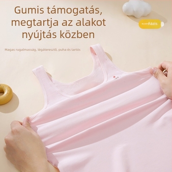 Pamut tank-top lányoknak az első fejlesztési szakaszban, teljes kosár, rögzített dupla pántok