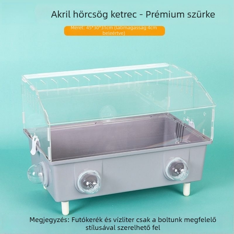 hörcsög ketrec – átlátszó luxus villa külső alagúttal, sajtformájú dizájn, műanyagból, beltéri használatra.