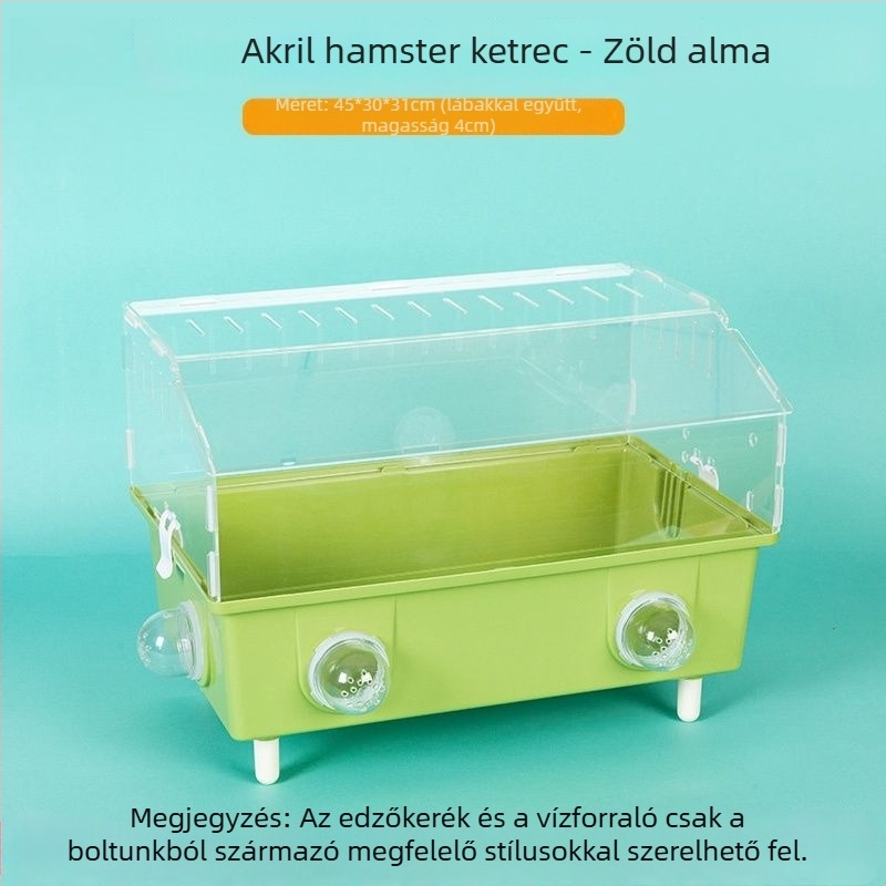 hörcsög ketrec – átlátszó luxus villa külső alagúttal, sajtformájú dizájn, műanyagból, beltéri használatra.