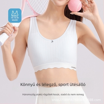 Pamut sportmelltartó fiatal lányoknak, mellény-stílus, 3/4 kosár, merevítő nélkül, légáteresztő