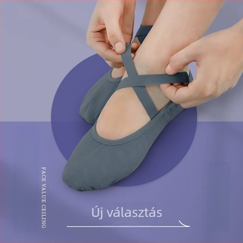 Felnőtteknek szóló balett tánccipő, fűző nélkül, macska tappancs mintával, puha talp, vászon felsőrész, bőr talp táncgyakorlatokhoz