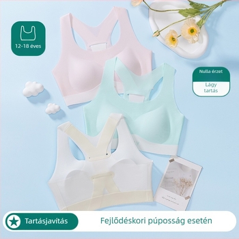 Antibakteriális nylon melltartó-vest a fejlődő tinédzsereknek, teljes kosár, formázott habbetéttel, acélrúd nélkül, fix pántok, lélegző és kényelmes
